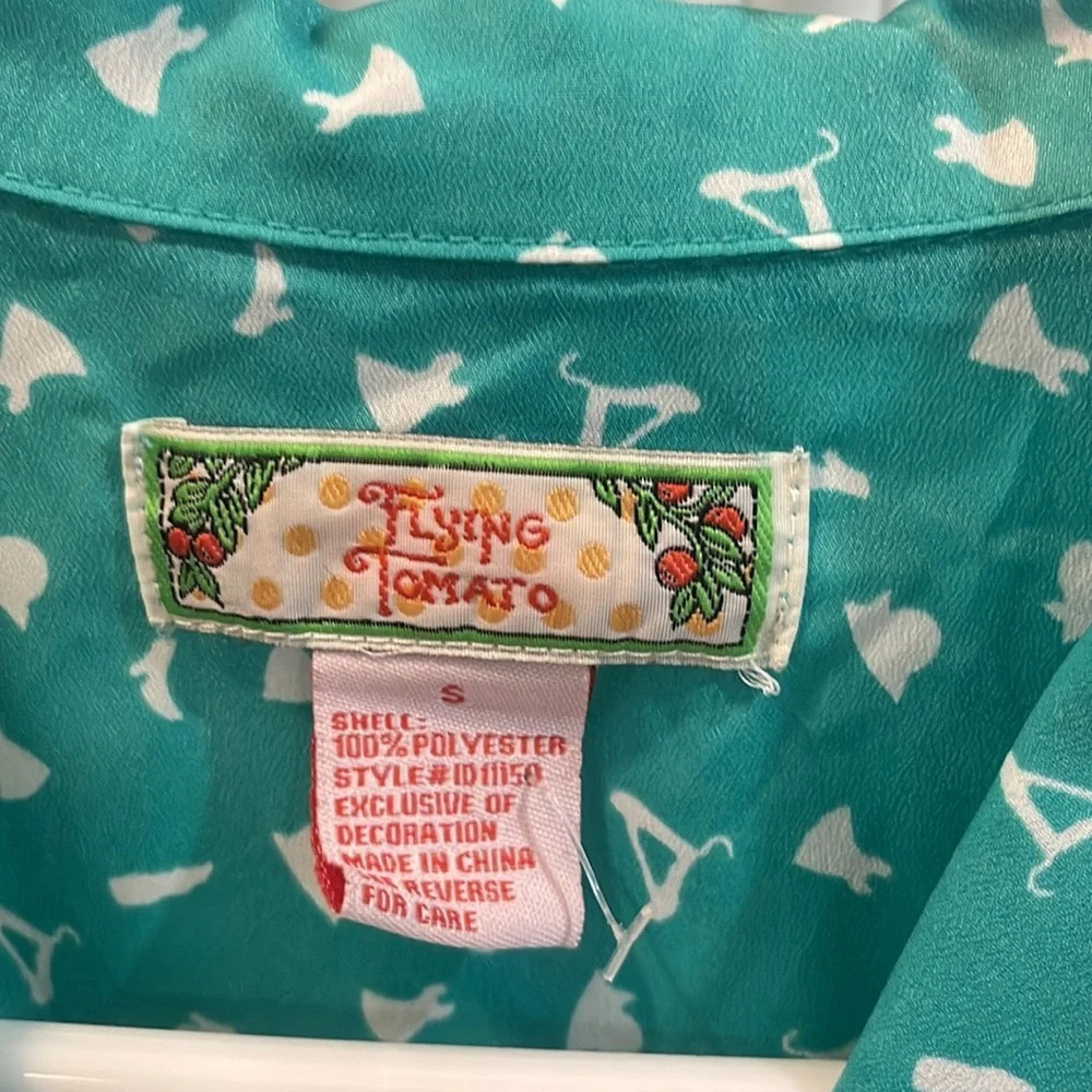 Flying Tomato Flying Green White Short Sleeve Retro Dress  size small - Picture 4 of 16